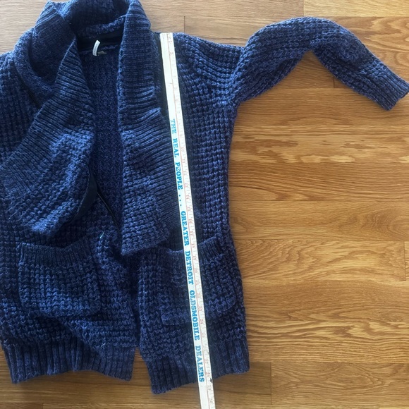 Amanda Green blue chunky knit cardigan with zipper detail size small (G1) - Picture 8 of 8